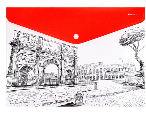 Папка-конверт на кнопке 'Проф-Пресс' CITY, А4, 180 мкм, ПК-3028