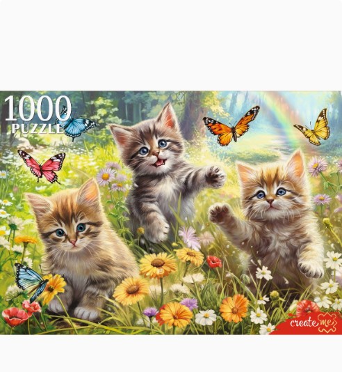 ПАЗЛЫ 1000 элементов.КОТЯТА И БАБОЧКИ, Ф1000-0198