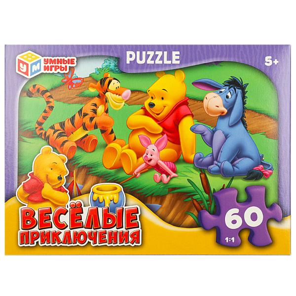 Пазлы классические в корбке. 60 деталей. Веселые приключения, 190х141х35 мм, 363175