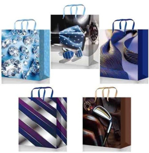 Подарочные пакеты 18х23х10 M ламинированный микс ПБР05522