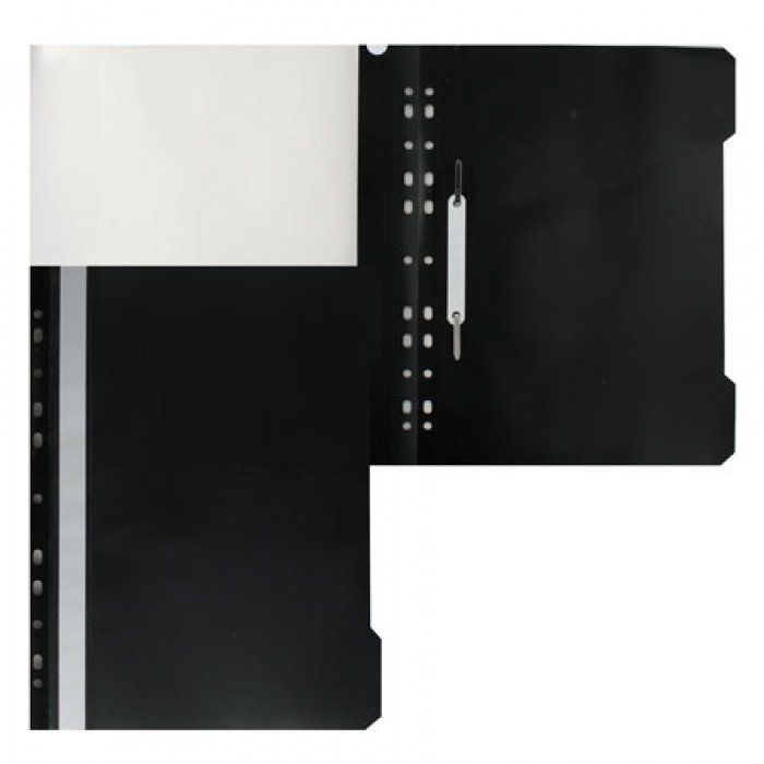 Скоросшиватель пластиковый с перфорацией BRAUBERG, А4, 140;180 мкм, черный, 226586