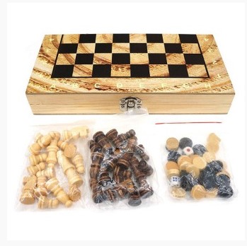 Набор деревянный 3 в 1. Шахматы, шашки, нарды (30 х 30), AR-10344;2915A