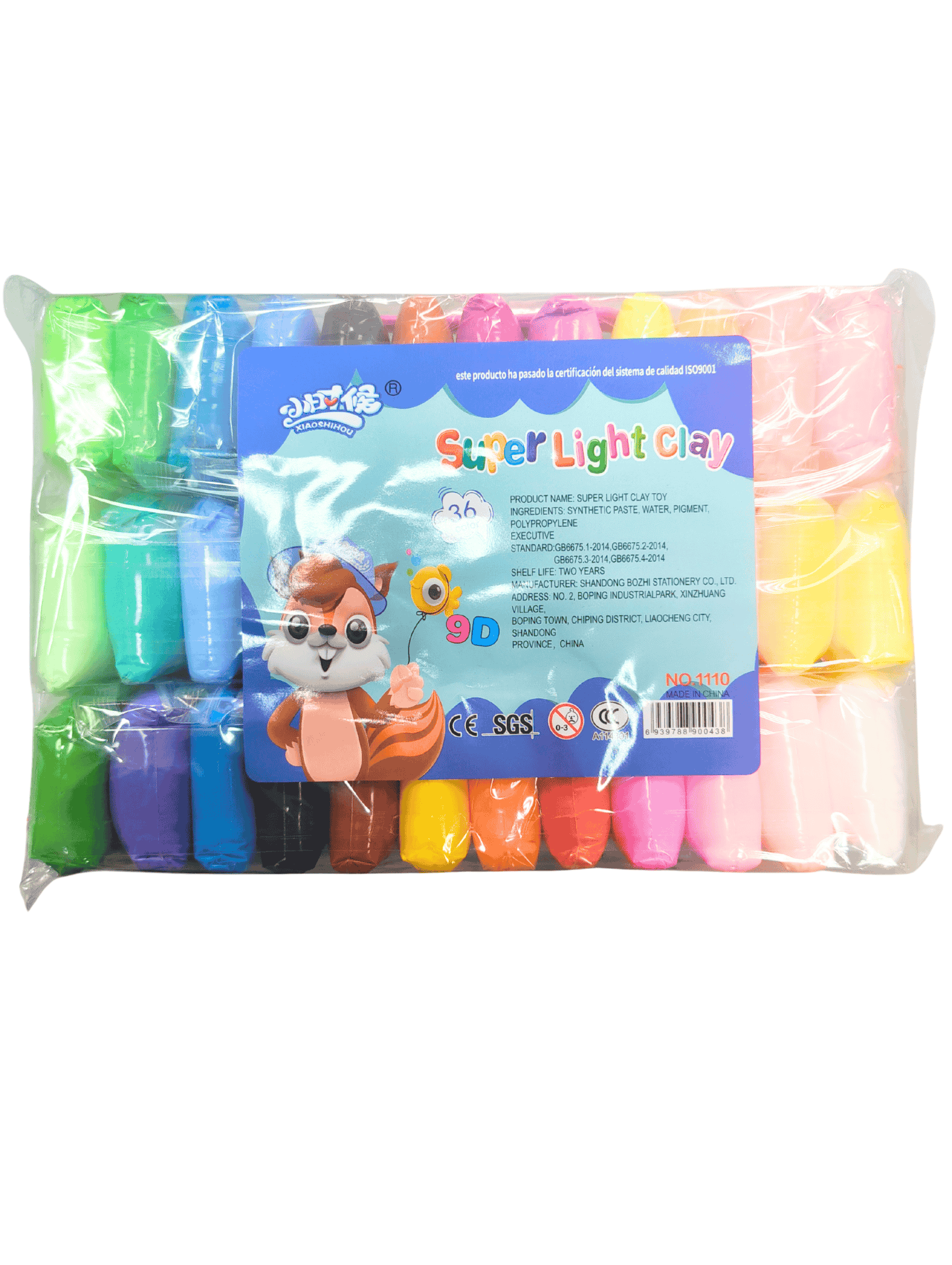 Пластилин супер лёгкий воздушный 36 цветов, 3 стека, 1110