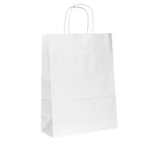 Пакет бумажный с кручеными ручками 220х120х250 мм , 80г/м2, цвет белый, БУМ42207