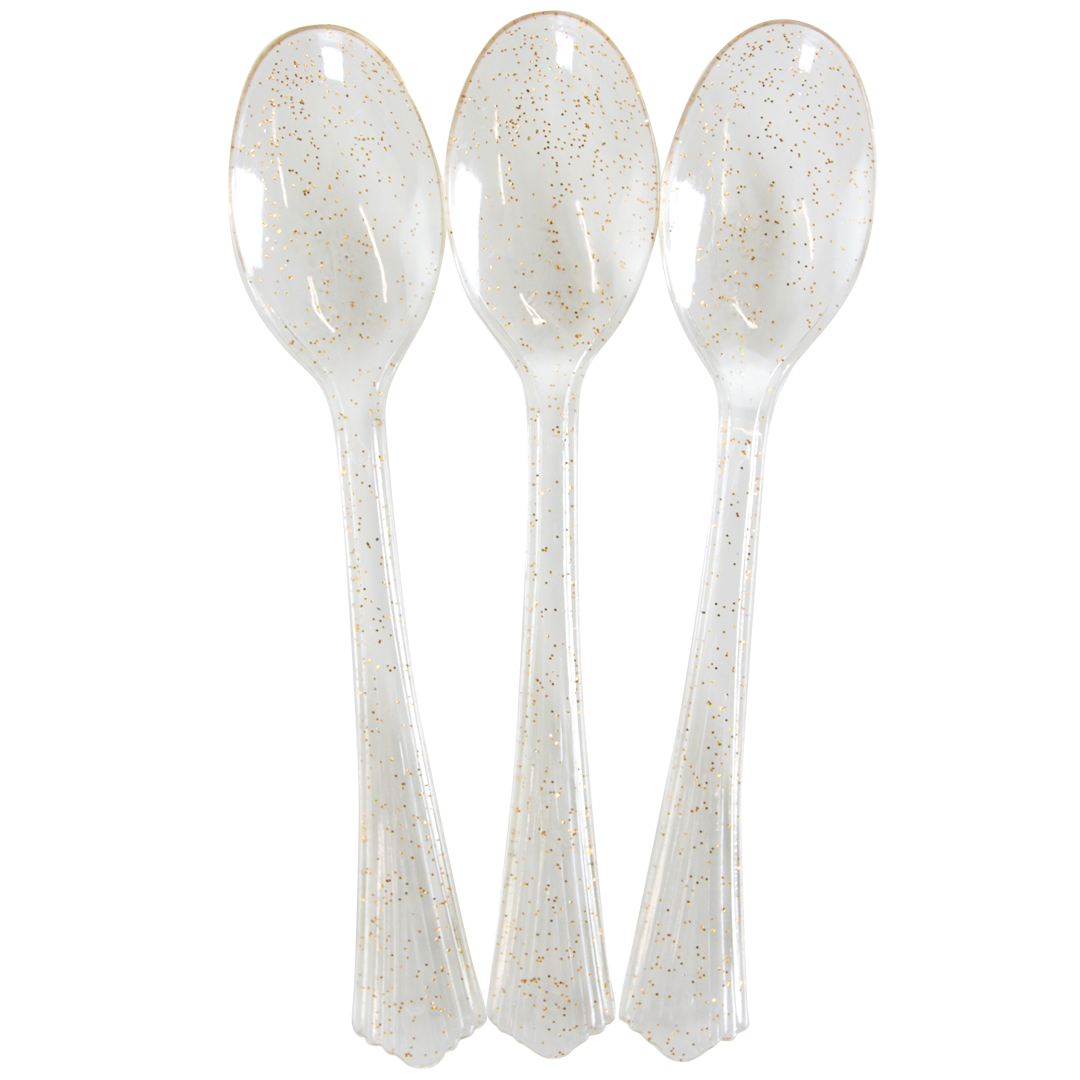 Набор ложек, Веселая Волна, прозрачный;золото с блестками, 17 см, 6231259
