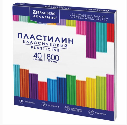Пластилин классический 'BRAUBERG. АКАДЕМИЯ КЛАССИЧЕСКАЯ', 40 цветов, 800 гр, 106512