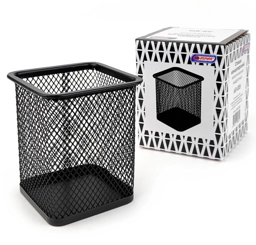 Стакан канцелярский металлический квадратный в индивид. упаковке, AR-819