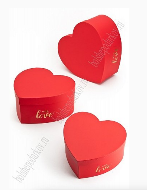 Коробки сердечко 3 в 1, 25х24х12 см (SF-7418) красный, 604-552