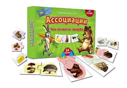 Ассоциации 'Чем питается зверёк' Рыжий кот, 24 карточки, ИН-7984