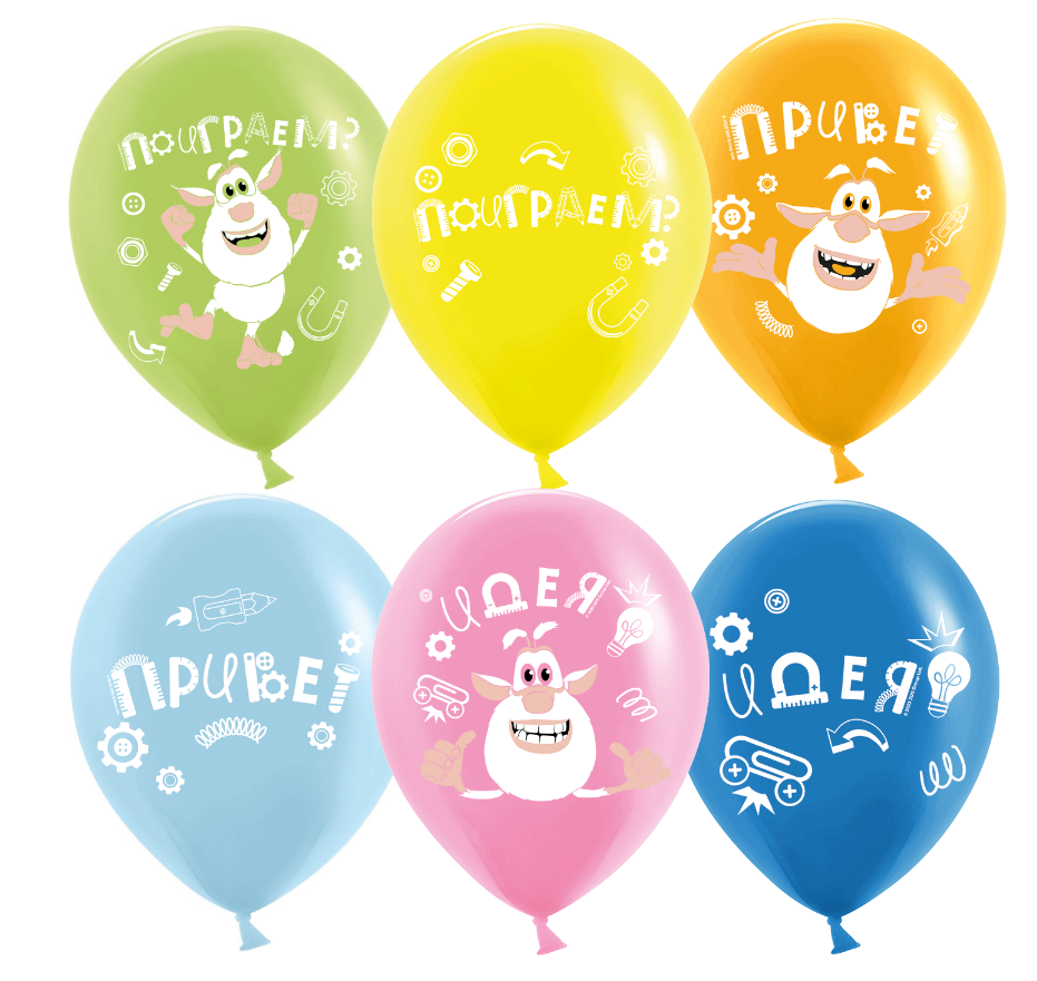 Шар (12''/30 см) Буба, Играем Вместе, Ассорти, пастель, 2 ст, 10 шт, 501920