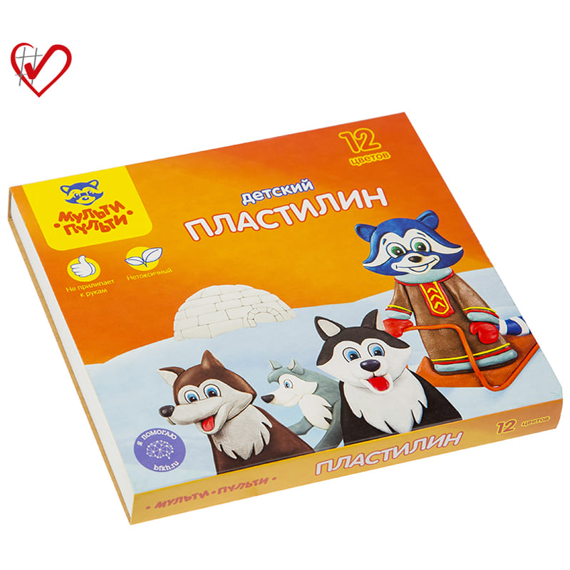 Пластилин Мульти-Пульти 'Енот на Аляске', 12 цветов, 180г, со стеком, ДП_10235