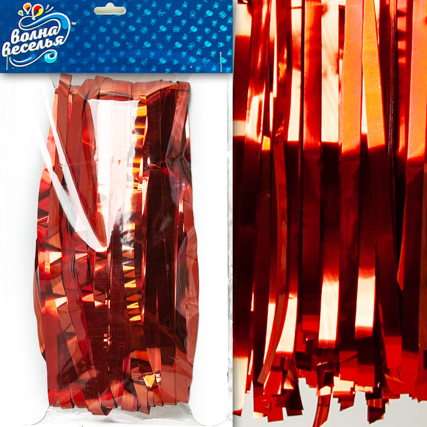 Занавес Дождик Красный, 100х200 см, 6014373