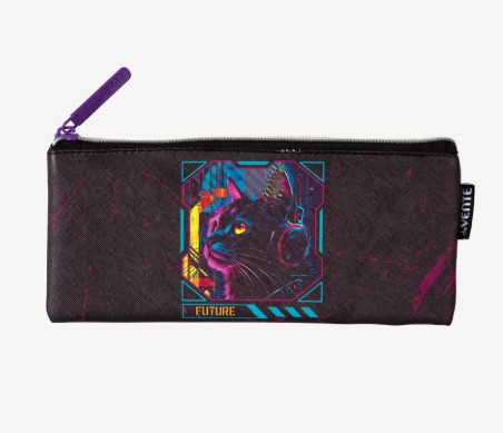 Пенал 'deVENTE Label. Cyber Cat' 21,5x9x1 см, плоский для 35 предметов, 7024511