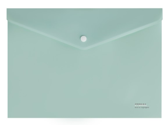 Папка-конверт на кнопке СТАММ 'Акцент' А4, 180 мкм, пластик, непрозрачная, эвкалиптовая, ММ-31942