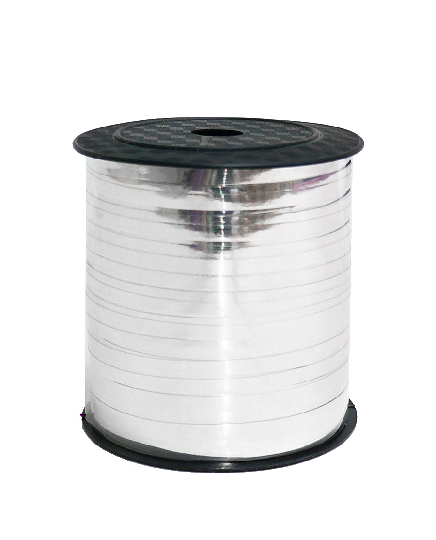 Лента подарочная металлизированная 5 мм х 250 м серебряная , (1 шт;уп), M-2