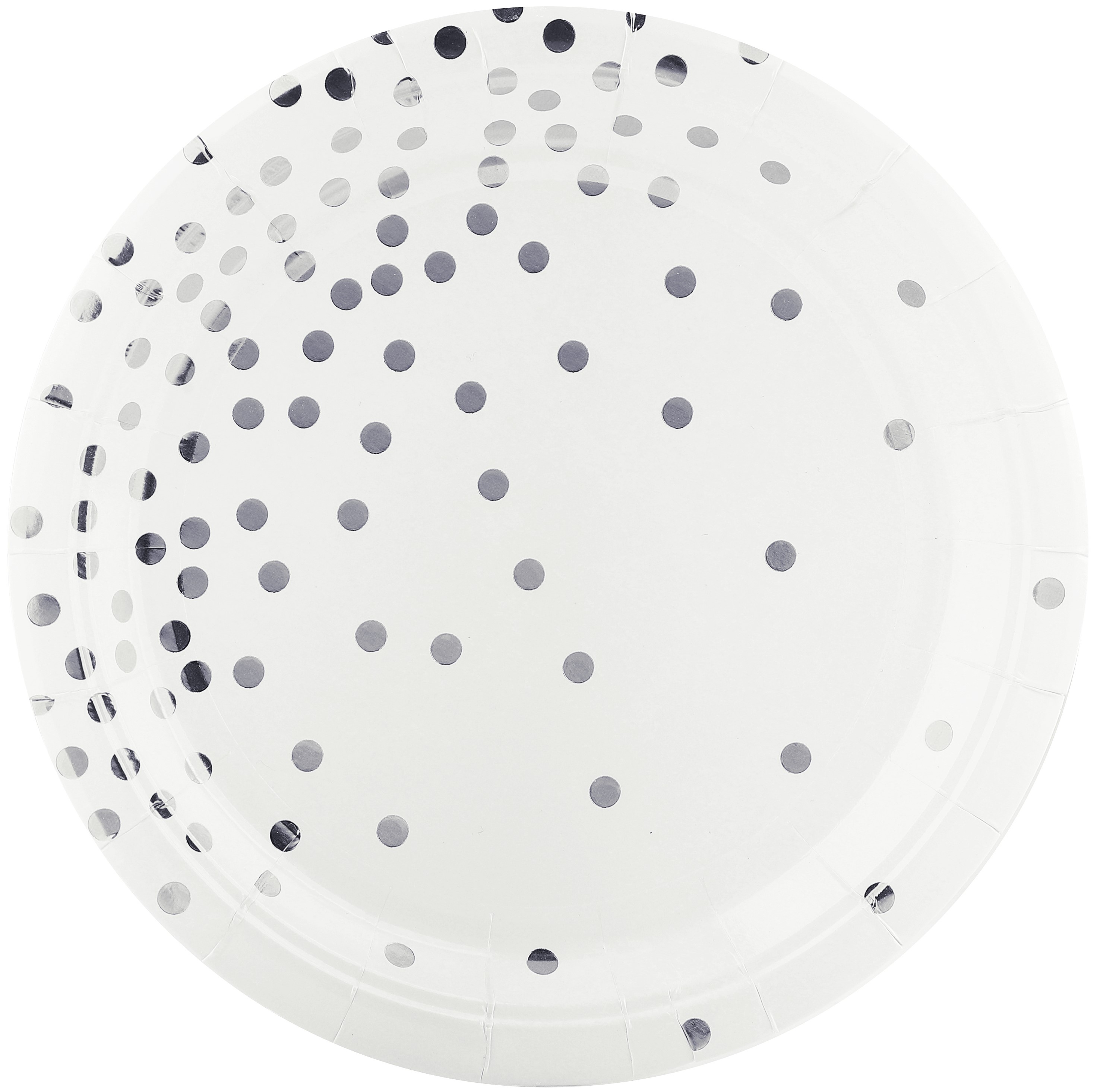 Тарелки 9'';23 см, Конфетти (белый, серебро, металлик), (6 шт;уп), 6231893