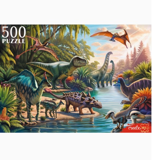 ПАЗЛЫ 500 элементов. ЯРКИЕ ДИНОЗАВРЫ, Ф500-3465