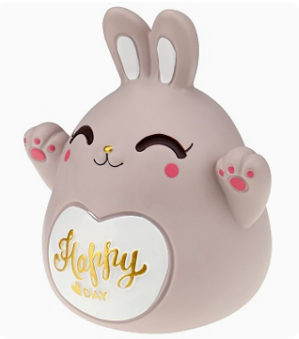 Копилка Счастливый зайчик, 14х15х16.5 см, серый, КС-3670