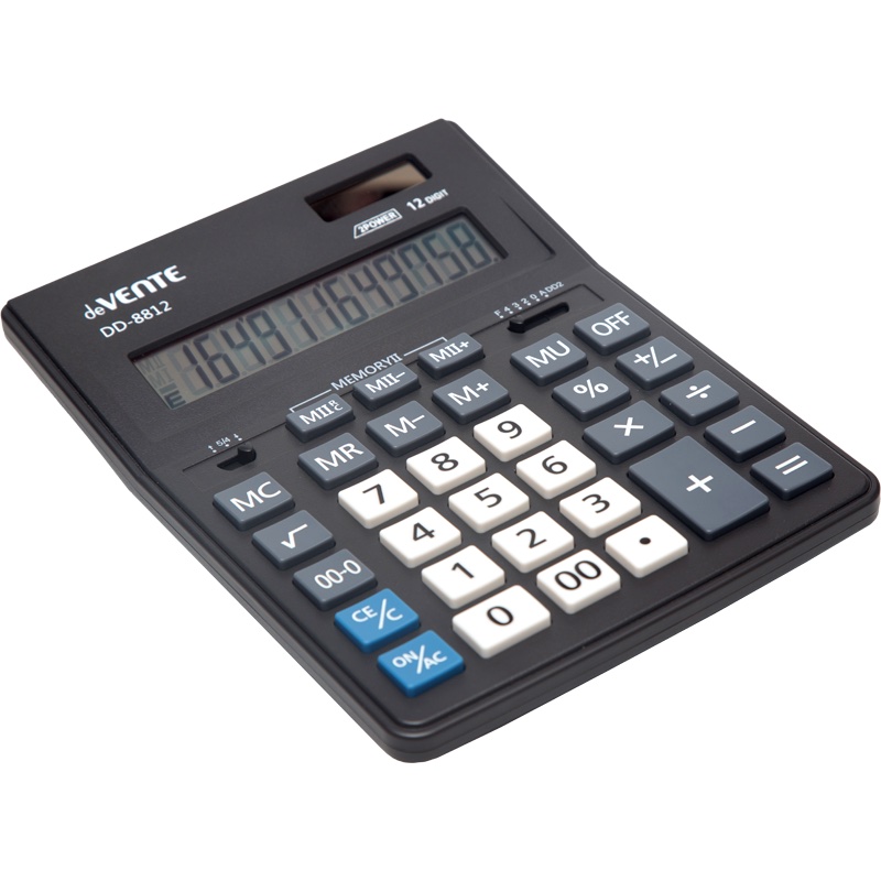 Калькулятор настольный 'deVENTE' DD-8812, 155x205x35 мм, 12 разрядный, двойное питание, 4031305