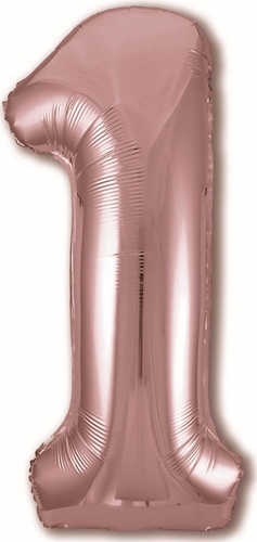 Шар фольга Agura Slim, цифра 1 'Розовое золото', 40', индивид. уп., европодвес, 755457