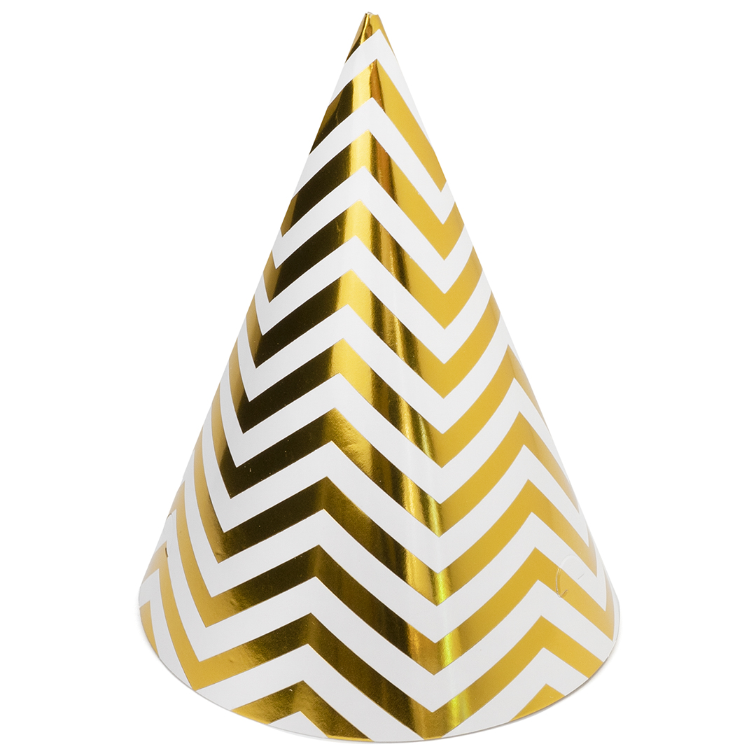 Колпак, 'Волна Веселья', Зигзаги, Белый;золото, 16 см, 6 шт;уп, 6231755