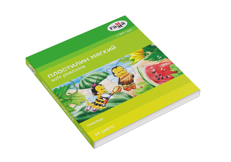 Пластилин восковой мягкий Гамма 'Пчелка', 24 цвета, 360 г, со стеком, картон. упаковка, 190820201