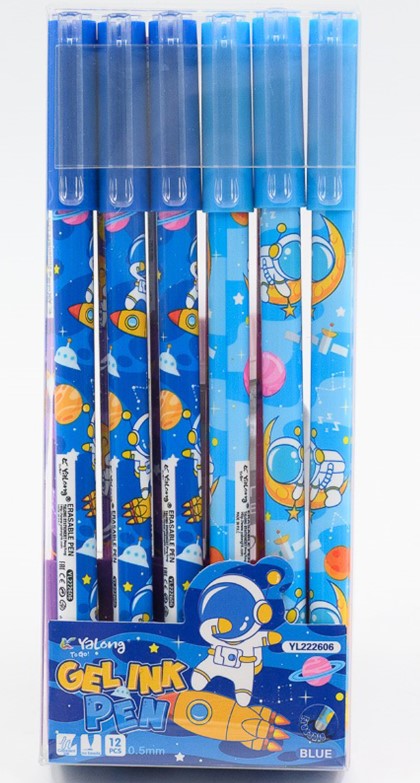 Ручка гелевая со стираемыми чернилами ASTRONAUTS СИНЯЯ, игольчатый пиш. узел 0.5 мм, YL222606