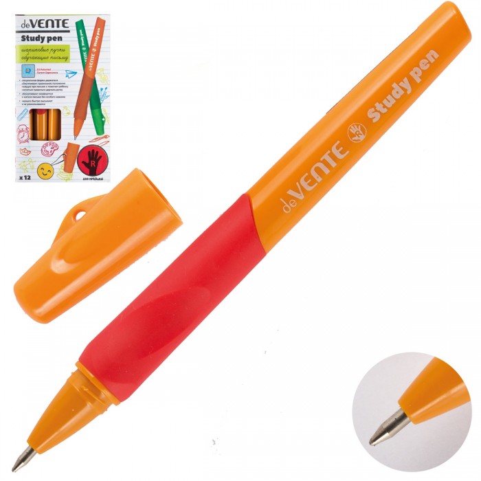 Ручка шариковая deVente 'Study pen', для правшей, синяя, 0.7 мм., грип, цв. в ассорт. 5073605