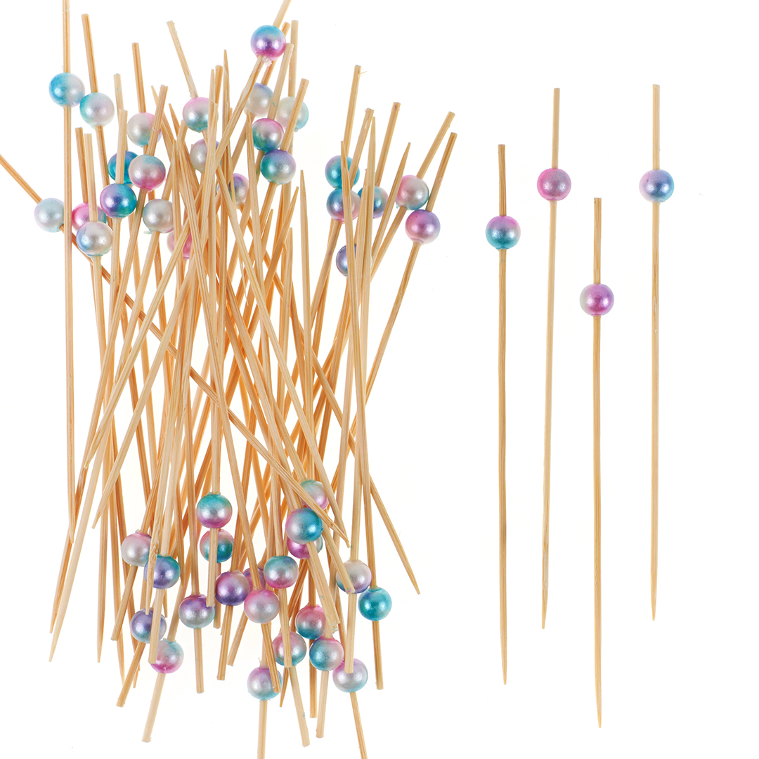 Пики Топперы, с бусинами, Жемчужный перелив, 12 см, 50 шт., 6232393