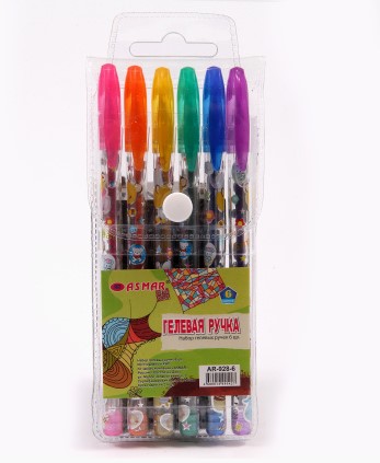 Набор гелевых ручек с блеском, ASMAR, 12 цветов, AR-928-6