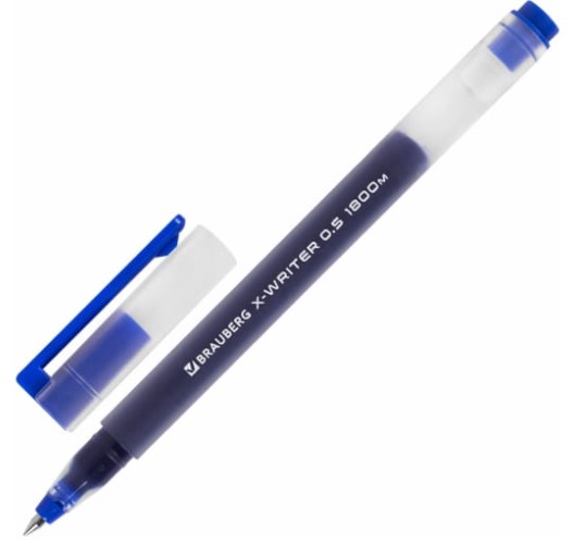 Ручка гелевая 'BRAUBERG X-WRITER' Увеличенная длина письма 1800 м, синяя, 0,35 мм, 144134