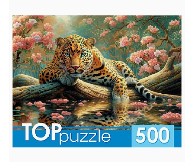 TOPpuzzle. ПАЗЛЫ 500 элементов. ЛЕОПАРД НА ОЗЕРЕ