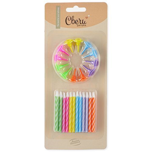 Свечи Нежный микс, 0,5~6 + 2 см, 24 шт. с держат., 802917