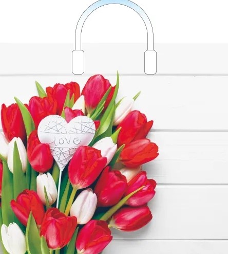 Пакет ПЭ с пластмассовыми ручками 38х34+3см (х10) (С любовью), ПЛР51612