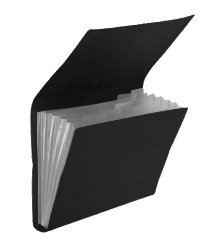 Папка с клапаном с 6-ю отделениями 'deVENTE. Black' A4 (325x230x20 мм) 550 мкм, 3078320