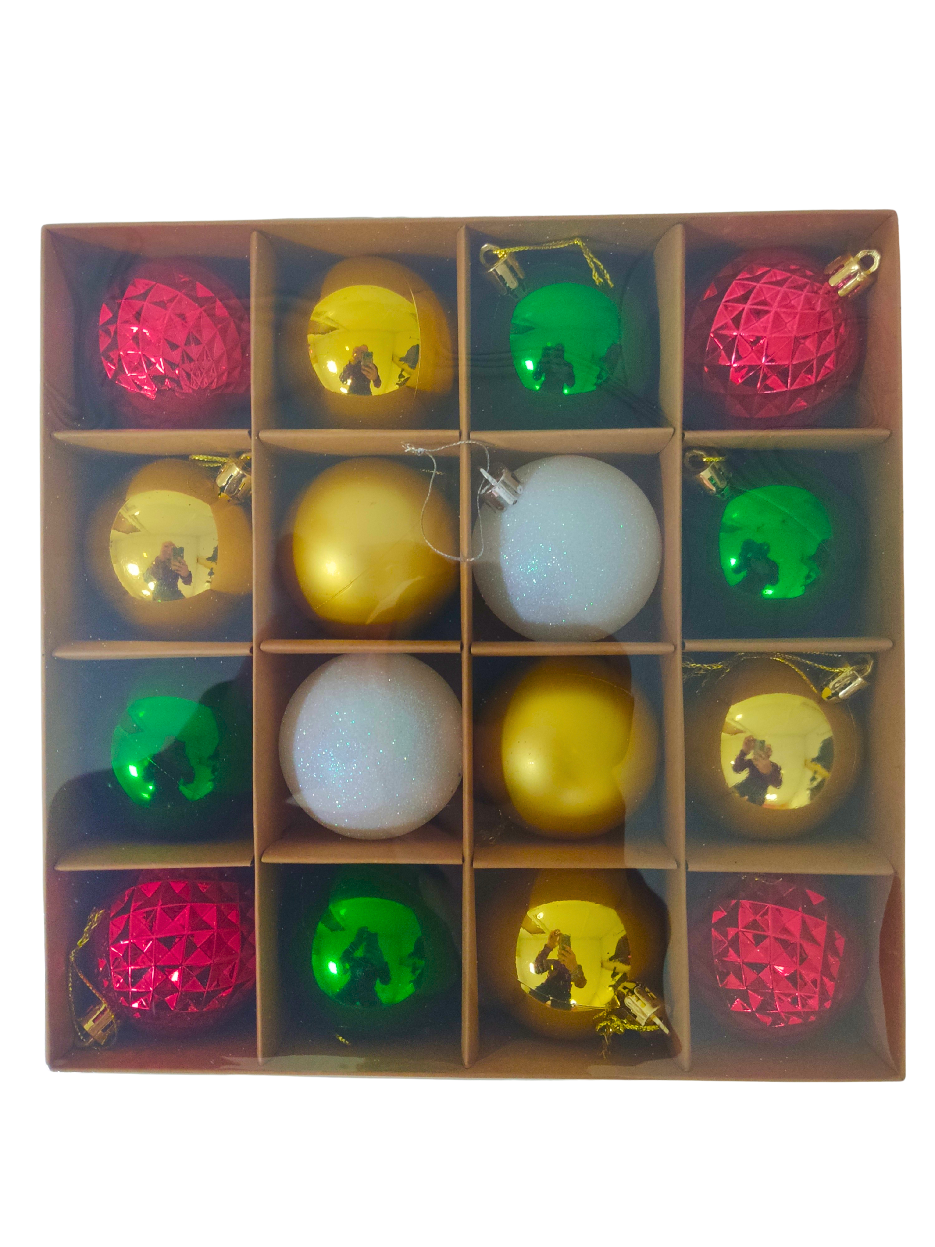 Набор новогодних шаров, (16 шт/уп), цвета ассорти, 6 см, 6163-12