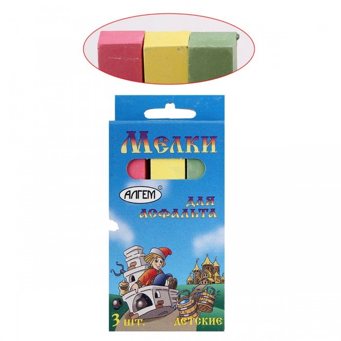 Мел для асфальта цветной, 'Алгем', (3 шт;уп), НМЦА-3