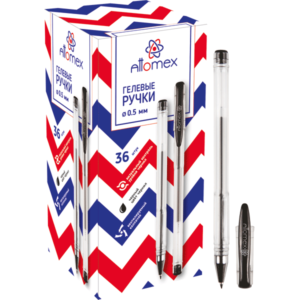 Ручка гелевая 'Attomex' d=0,5 мм, прозрачный корпус с металлическим наконечником, 5051348