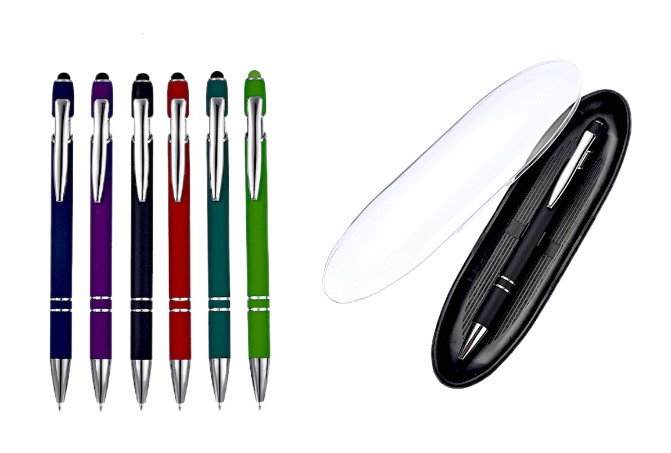 Ручка в футляре шариковая автоматическая LINES, СИНЯЯ, пулевидный пиш. узел 0.7 мм, M-7805-70