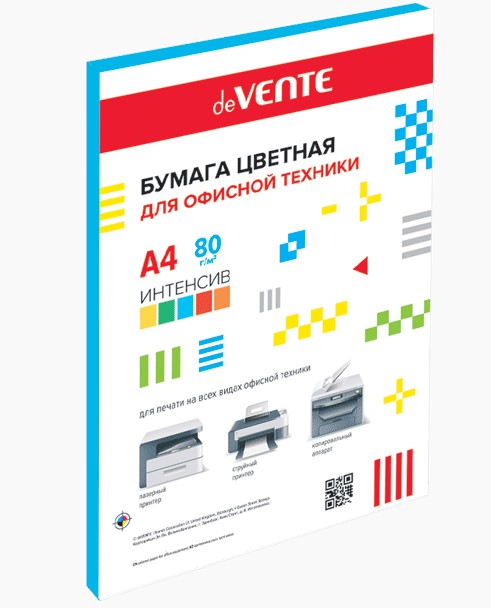 Бумага цветная для офисной техники 'deVENTE. Intensive' A4 50 л, 80 г;м², интенсив синий, 2072420