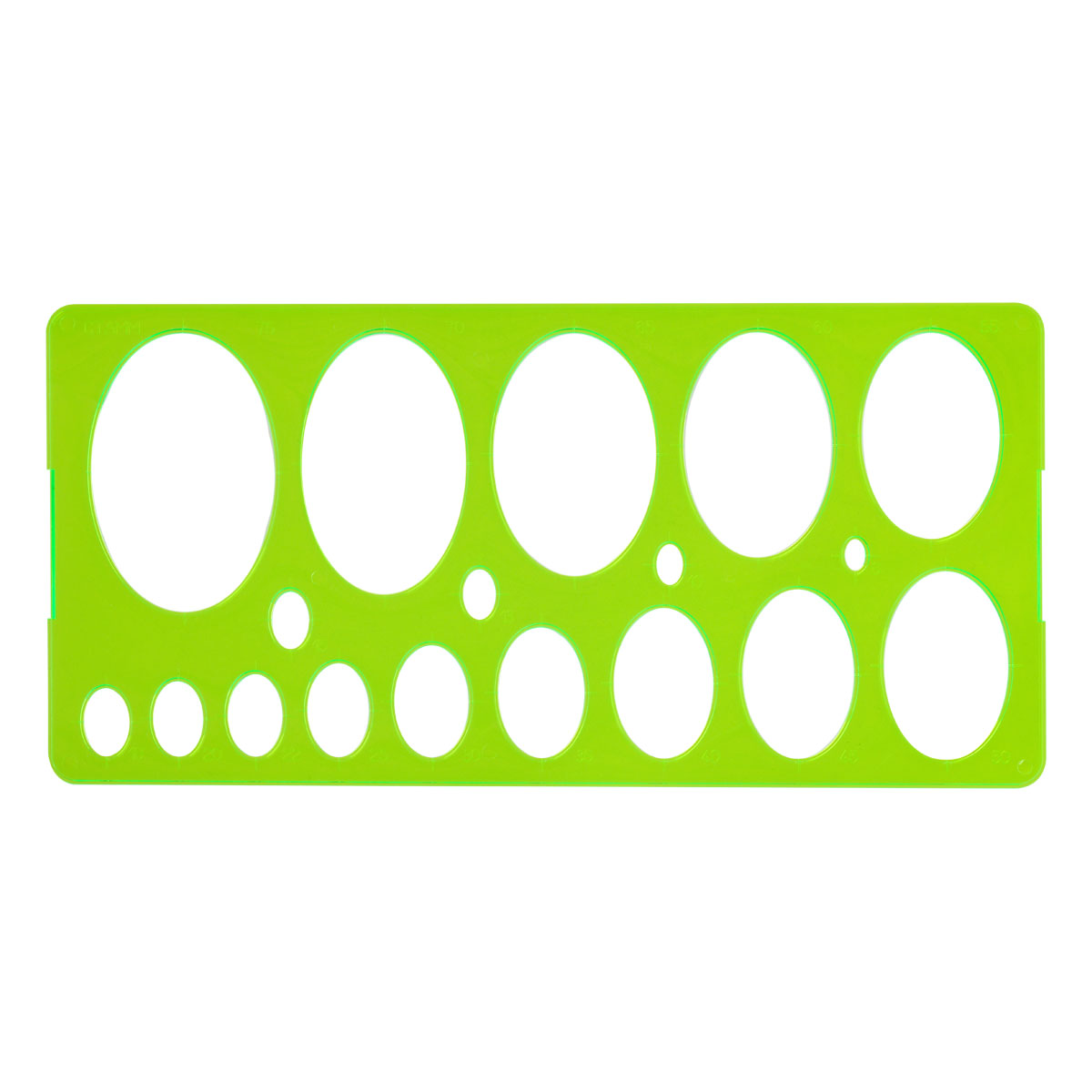 Трафарет эллипсов , СТАММ , 8-75 мм , пластиковый зеленый, ТТ26