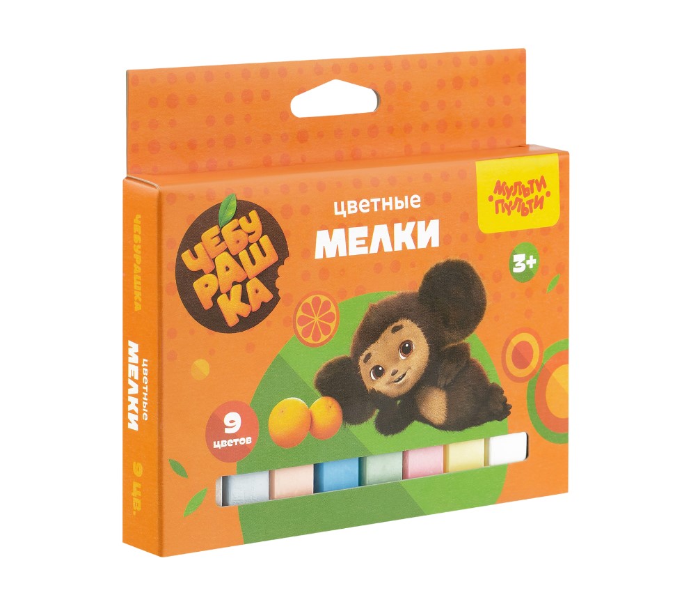 Мелки цветные Мульти-Пульти 'Чебурашка', 9 цв, картонная коробка, европодвес, ЦМЧБ_53009
