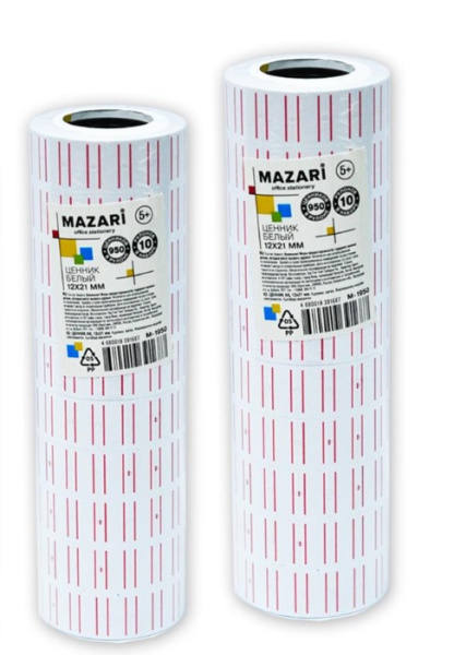 Ценник белый (950 шт) 12х21 мм, в рулонах, М-1950