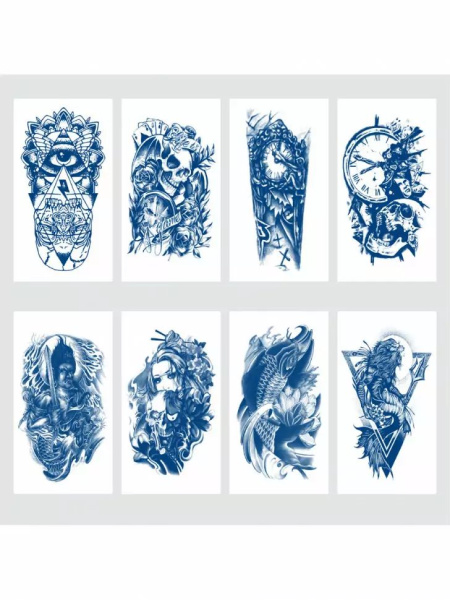 Татуировка наклейка , (11 х 18 см), Синий Микс, ТА-1751