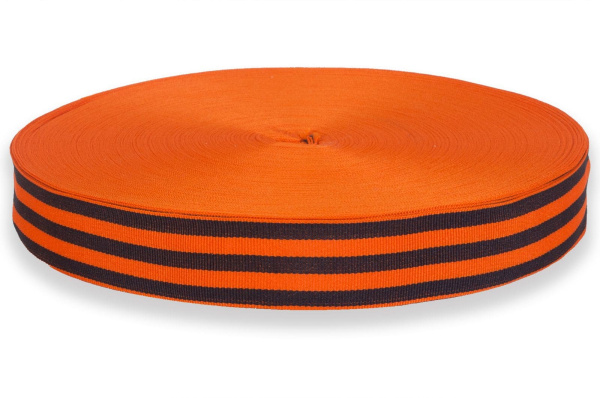 Лента георгиевская в бабине, 2,5 см, 100 м, жаккард