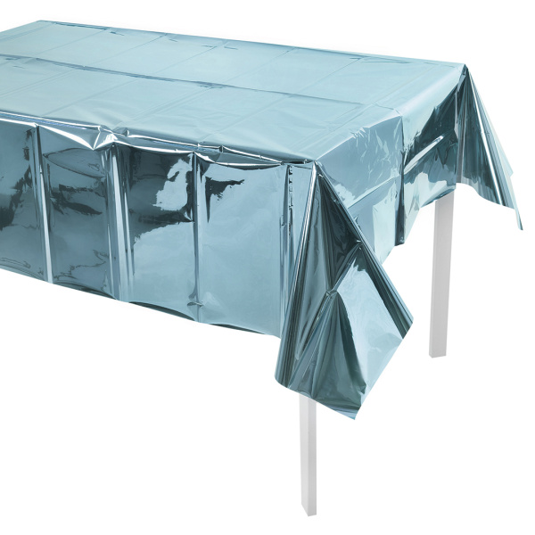 Скатерть одноразовая, Голубой, Металлик, 137х183 см, 6012104