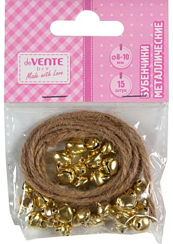 Бубенчики металлические, deVENTE DIY Golden Bells, для рукоделия, 8-10 мм, 15 шт. золотые, 80001585