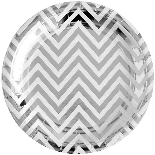 Тарелки (9'';23 см) Зигзаги, серебро, металлик, (6 шт;уп), 6224016