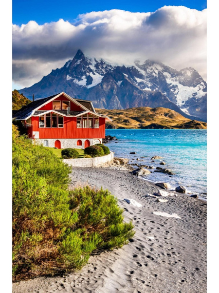 Алмазная мозайка (классич.) 20х30 см, на картоне (20 цв.) 'Озеро Пеоэ, Чили', НД-0963