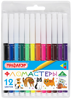 Фломастеры ПИФАГОР, 'Веселые питомцы', 12 цв. 152452